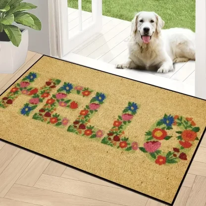 Floral Welcome Lettering Outdoor Rug - Image 3
