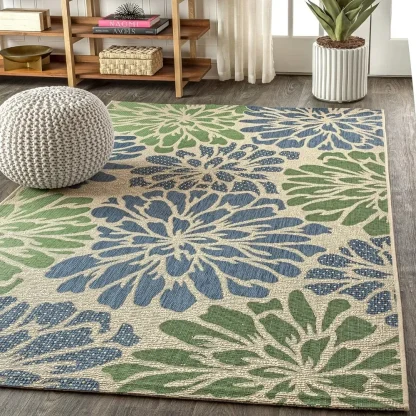 Durable Large Floral Outdoor Rug - Image 3
