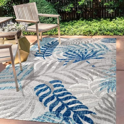 Palm Leaves Print Patio Rugs - Image 2