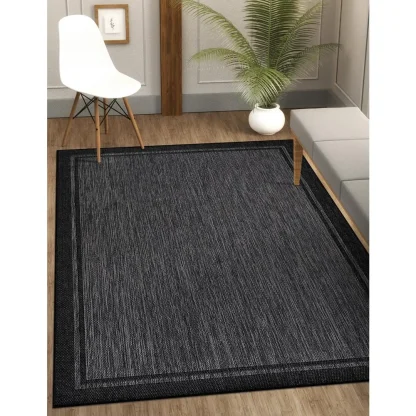 Minimalist Black Outdoor Rug - Image 2