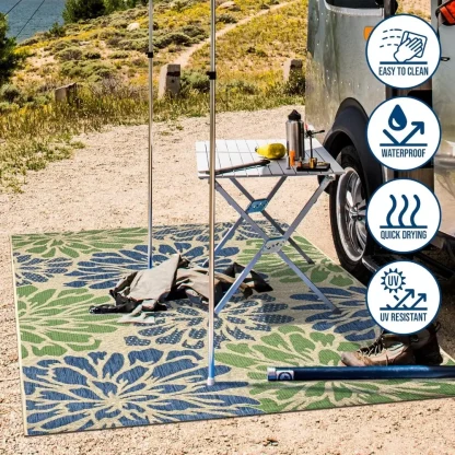 Durable Large Floral Outdoor Rug - Image 5