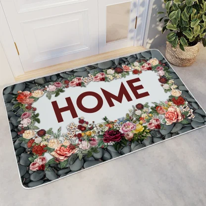 Non-slip Floral Outdoor Rug