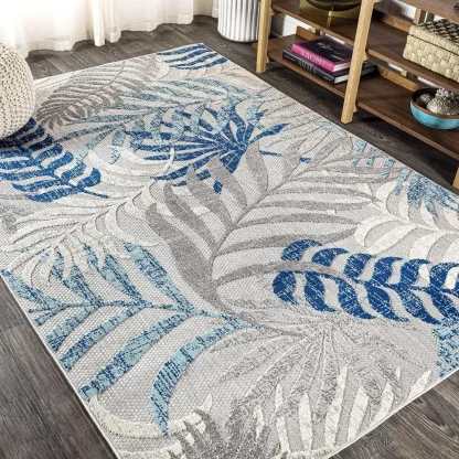 Palm Leaves Print Patio Rugs - Image 3
