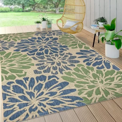 Durable Large Floral Outdoor Rug - Image 2
