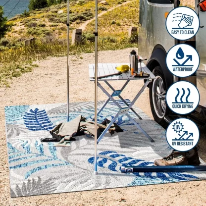 Palm Leaves Print Patio Rugs - Image 5