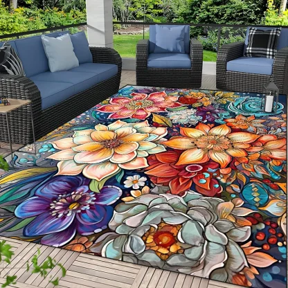 Vibrant Floral Outdoor Rug