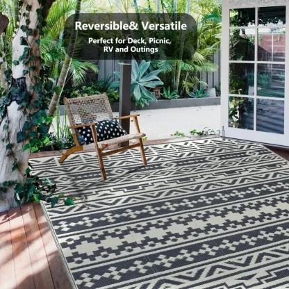 Waterproof Tribal Pattern Outdoor Rug - Image 3