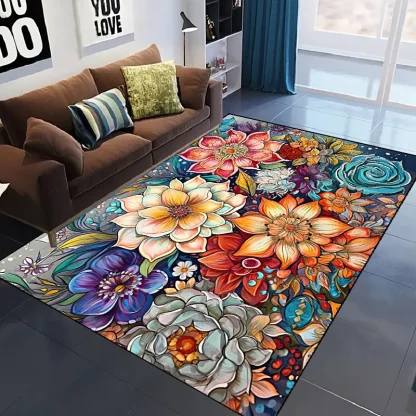 Vibrant Floral Outdoor Rug - Image 2