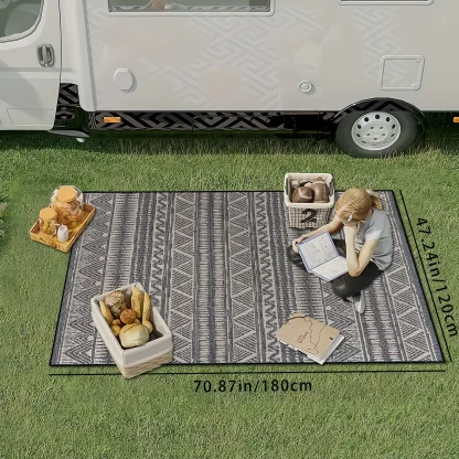 Gray Geometric Pattern Outdoor Rug - Image 4