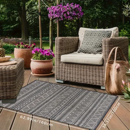 Gray Geometric Pattern Outdoor Rug - Image 5